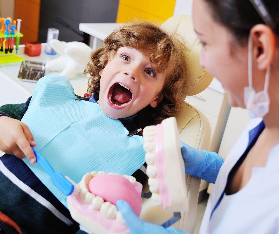 happy kid at dentist